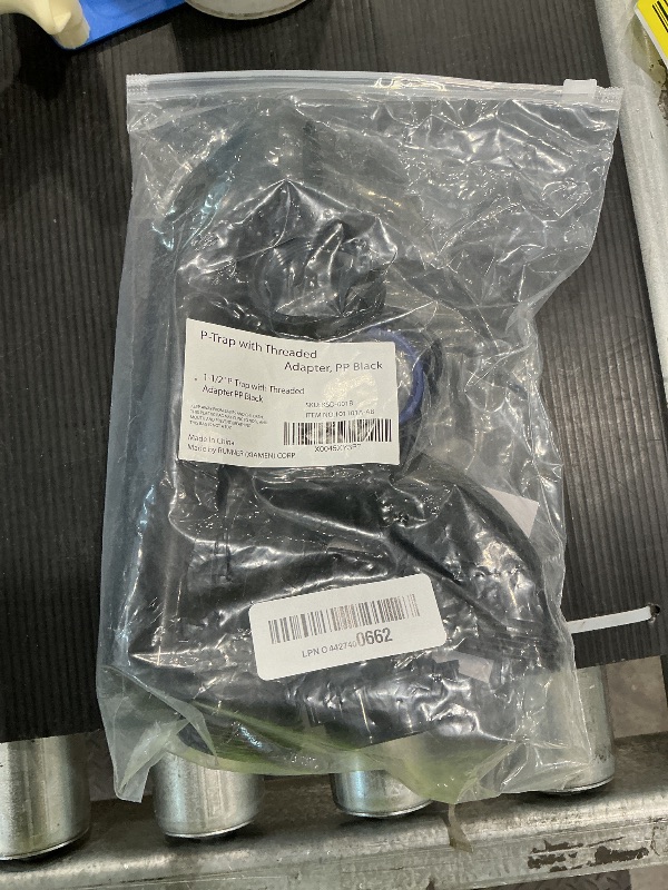 Photo 1 of (1 Pack) Yariwiz Black P Trap 1 1/2 Inch for Bathroom Kitchen Sink Drain Pipe Tubular Kit with Black Threaded Adapter and Blue TPE Washer KSD-001B