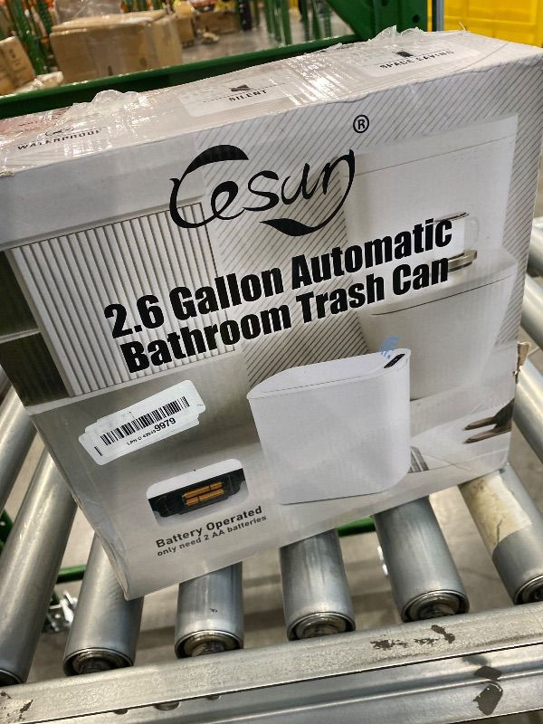 Photo 1 of *See Clerk Notes*
Cesun Automatic Motion Sensor Bathroom Trash Can with Lid, 2.6 Gallon Touchless Trash Bin, Smart Plastic Slim Garbage Can Small Black Wastebasket for Toilet, Office, rv, Bedroom, Living Room
