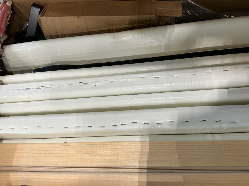 Photo 1 of **MISSING HEADBOARD**Halitaa Full Size Floating Bed Frame with LED Lights, Upholstered PU Leather Platform Bed with Charging Station & Button Tufted Headboard Storage, No Box Spring Needed, White