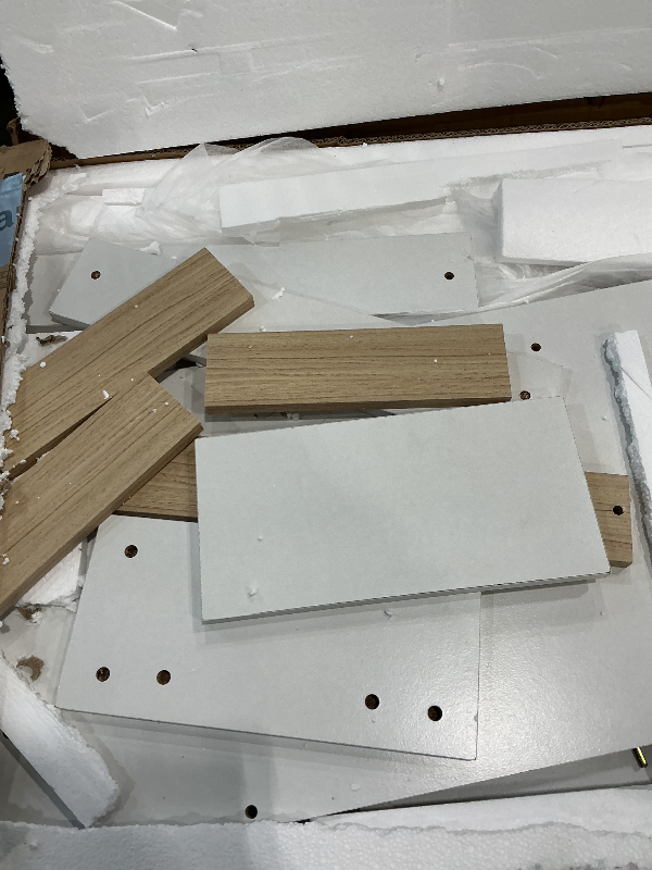 Photo 1 of **PARTIAL SET - Box 3**
Merax Loft Bed Twin with Desk and Storage Stairs, Space-Saving Wood Bed Frame with Drawers and Shelves, for Teens Adults (White)