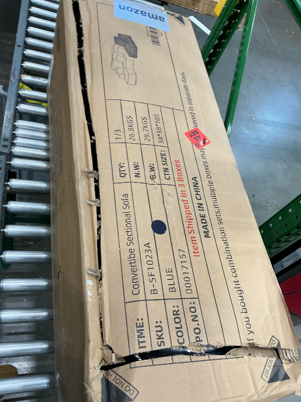 Photo 1 of **PARTIAL SET**
Trygoal 132" U Shaped Couch, Modular Sectional Sofa with Chaise, Corduroy U Shaped Boneless Couch with Deep Seat, Upholstered Modular Cloud Sofa for Living Room, No Assembly Required, Blue