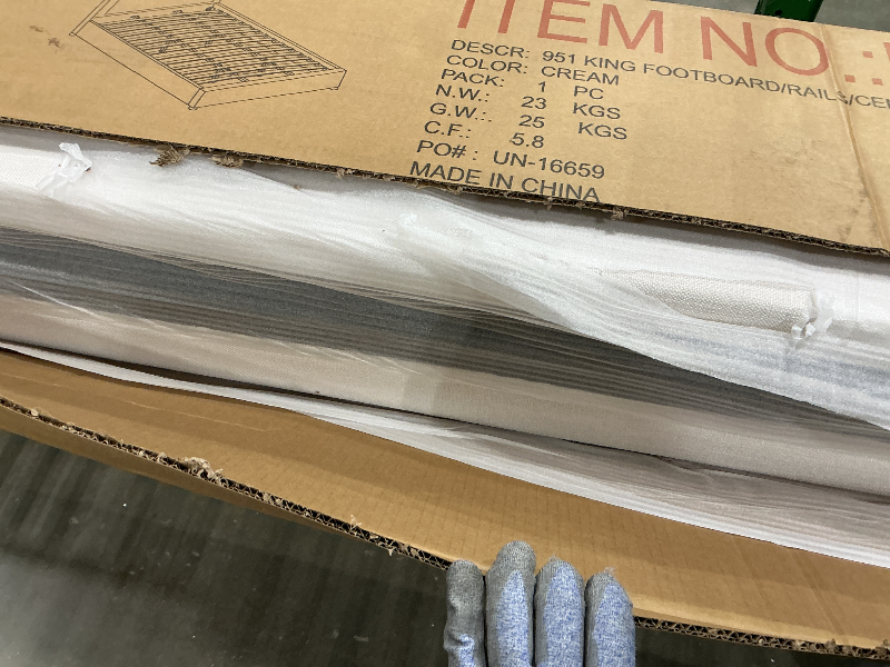 Photo 1 of *PARTIAL SET*
Meridian Furniture FelixCream-K Felix Collection Modern | Contemporary Linen Textured Fabric Upholstered Bed with Curved Headboard and Espresso Wood Legs, 81" W x 86" D x 57" H, Cream, King