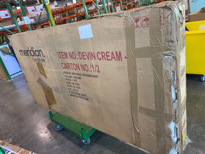 Photo 1 of *PARTIAL SET**USED*
Meridian Furniture DevinCream-K Devin Collection Modern | Contemporary Bed with Luxe Linen Textured Fabric, 92.5" W x 97" D x 45" H, Cream, King Bed
*See Clerk Notes*