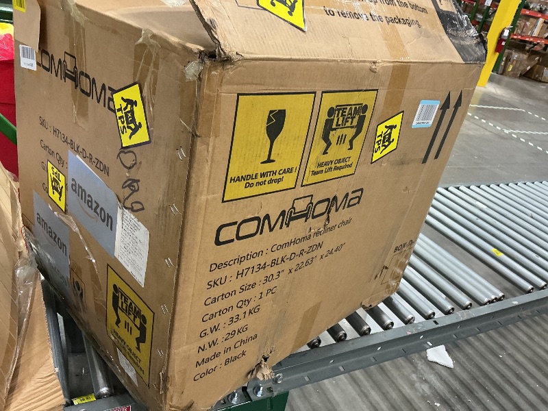 Photo 1 of *PARTIAL SET*
COMHOMA Living Room Furniture Set,Bonded Leather Loveseat Sofa with Cup Holder Recliner Chair,Black