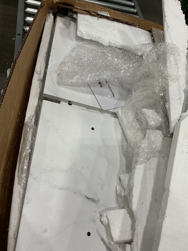 Photo 1 of *MISSING ITEMS UNKNOWN*
LITTLE TREE Dining Table for 4-6 People, 63 Inches Dining Room Table with Wooden Triangle Pedestal Base, White Faux Marble Rectangle Dinner Kitchen Table for Dining Room, Kitchen, Living Room