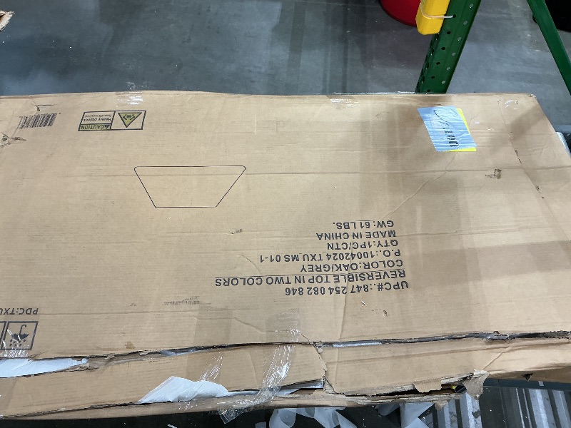 Photo 1 of ***MISSING LEGS*** Flash Furniture Wren 29''W x 57''L Trapezoid Grey Thermal Laminate Activity Table - Standard Height Adjustable Legs