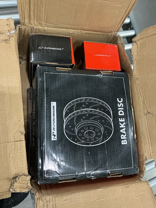 Photo 1 of A-Premium Front and Rear Drilled and Slotted Disc Brake Rotors + Ceramic Pads Kit Compatible with Select Toyota and Lexus Models - Camry, RAV4, Corolla Cross, Avalon, Venza, C-HR, ES250, ES300h, ES350