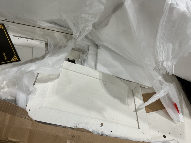 Photo 1 of **SEE CLERK NOTES**JXQTLINGMU Farmhouse 76" Height Computer Desk with Hutch, Office Desk with Charging Station, Drawers and Storage Cabinet, Workstation for Office Home, Brown