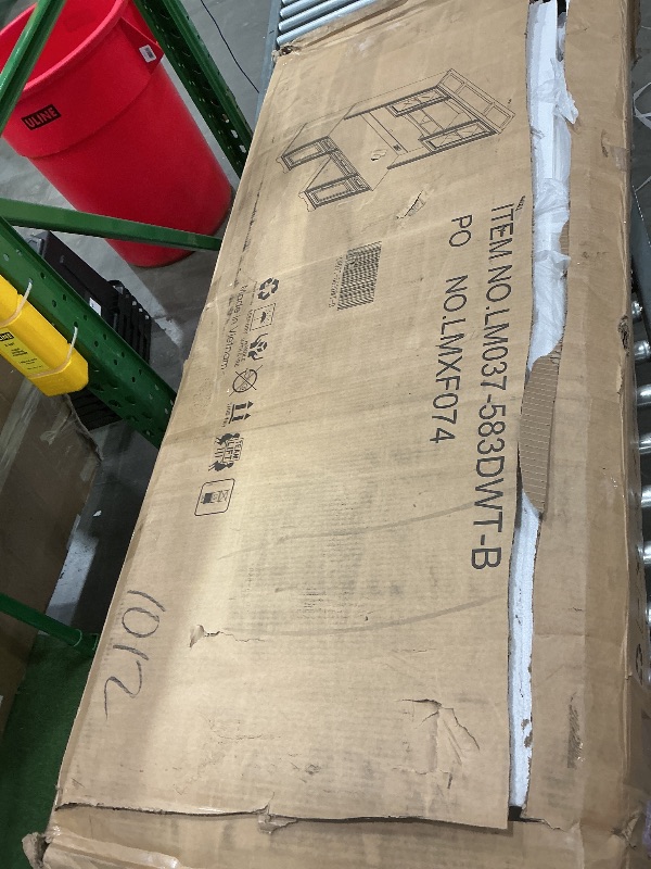 Photo 1 of **SEE CLERK NOTES**JXQTLINGMU Farmhouse 76" Height Computer Desk with Hutch, Office Desk with Charging Station, Drawers and Storage Cabinet, Workstation for Office Home, Brown