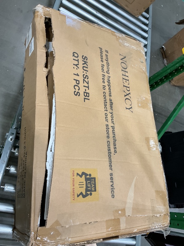 Photo 1 of **MISSING PARTS**
NOHEPXCY Vanity Desk with Sliding Mirror,White Makeup Vanity with 3 Drawers 6 Open Storage Shelves and 2 Adjustable Glass Cabinet,Dressing Table for Grils Bedroom