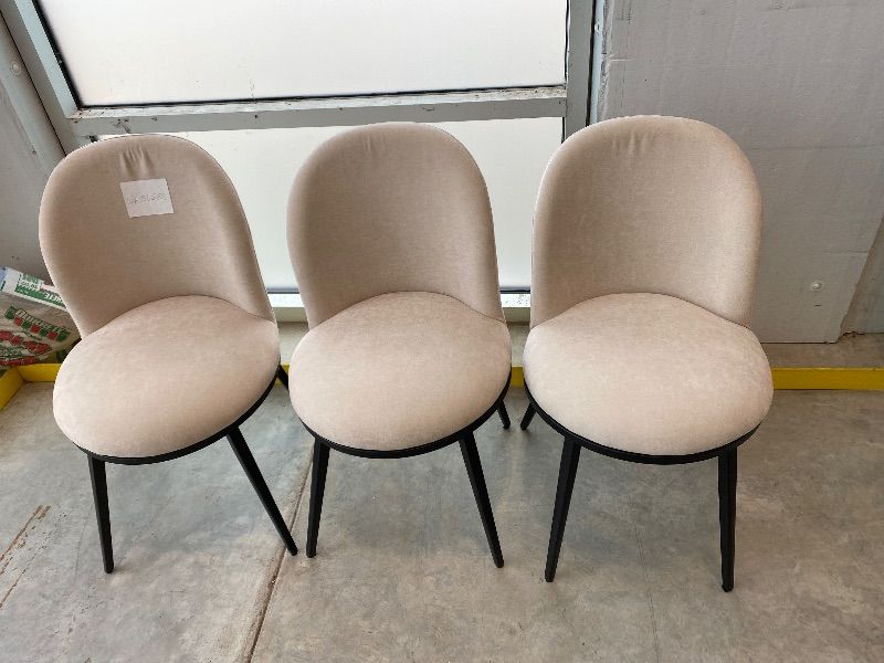 Photo 1 of ***PARTIAL SET*** ***READ CLERK NOTES*** 
KISLOT Dining Chairs Set of 6, Fabric Upholstered Dining Room Chairs with Ergonomic Backrest & Metal Legs, Modern Kitchen Side Chairs for Home, Restaurant, and Café, Sand, 2 Boxs