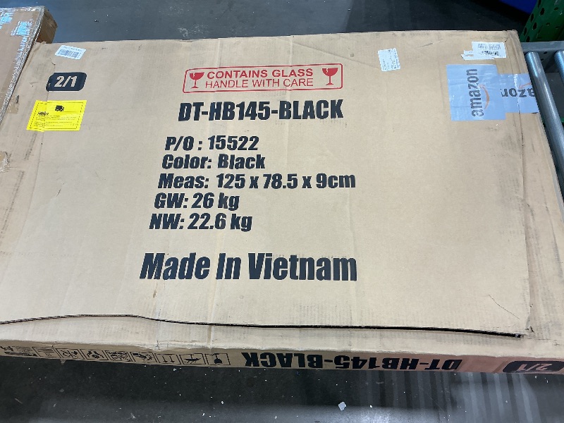 Photo 1 of **Missing Parts - 4 Upholstered Chairs and Cushions Missing**FDW | 5-Piece Dining Table Set | Black | Glass Kitchen Table with 4 Upholstered Chairs and Faux Leather Cushions | Space-Saving and Modern Design | for Dining Room, Easy to Assemble