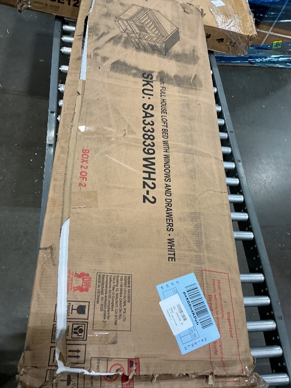 Photo 1 of ***PARTIAL SET*** PVWIIK Full Size Loft Bed with Storage Drawers & Roof,Kids House Bed Frame with Windows & Safety Guardrails for Kids,Girls,Boys,White