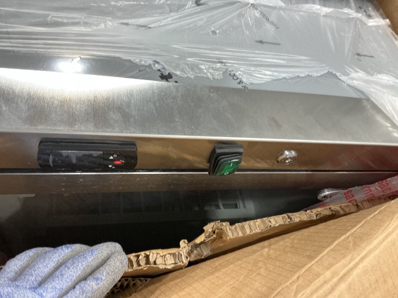 Photo 1 of **MAJOR DAMAGE**
KoolMore 24 in. Commercial Manual Defrost Countertop Display Freezer in White with Stainless Steel and Glass Door, 4.6 Cu. ft. (KM-MDF46GD)
*See Clerk Notes*