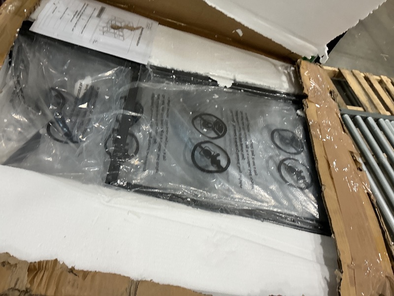 Photo 2 of Garvee Dining Table Set for 4 w/Footrest & Corner Protector, 5-Piece Kitchen Table Set with Backrest, Counter Height Table with 4 Upholstered Bar Stools for Dining Room, Apartment. Rustic Gray