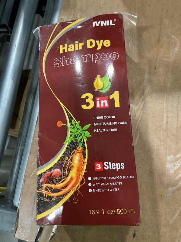 Photo 1 of *MINOR DAMAGE - USED*
Ivnil Chestnut Brown Hair Dye Shampoo 3 in 1 Hair Color for Women & Men - Herbal Ingredients Color in Minutes 500ML
