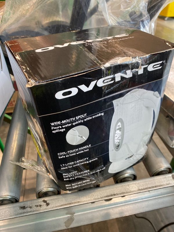 Photo 1 of *USED*
OVENTE Electric Kettle, 1.7L Fast Boiling Water Heater for Coffee or Tea, BPA Free with Water Level Gauge, Auto Shut-Off, Boil-Dry Protection, Indicator Light and Removable Filter, White KP72W