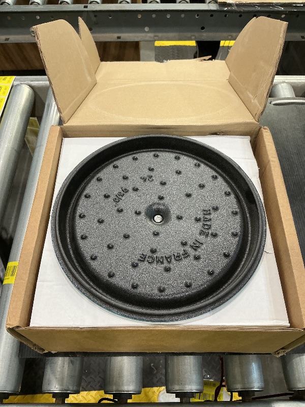 Photo 1 of **MINOR DAMAGE - USED**
STAUB Cast Iron Round Cocotte, Dutch Oven, 4-quart, serves 3-4, Made in France, Turquoise