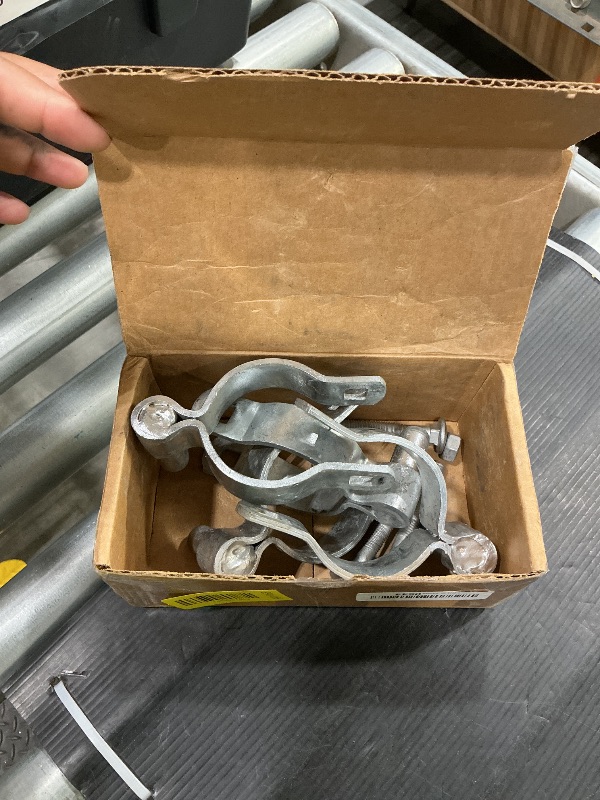 Photo 1 of ***MISSING PIECES*** ***READ CLERK NOTES*** 4pcs Chain Link Fence Gate Post Hinge for Outside Diameter Post/Pipe, Galvanized Chain Link Post Gate Hinge, Nut/Bolt Included (2-3/8 Inch)