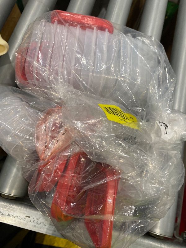 Photo 1 of **MISSING PARTS UNKNOWN**
IRIS USA Plastic Food Storage Containers, 24 PC, 12/8/3 Oz Combo Set, 12 Small Containers With Lids, For Sides Snack Fruit Dips Condiments, Microwave Dishwasher Freezer Safe, BPA Free, Clear/Red