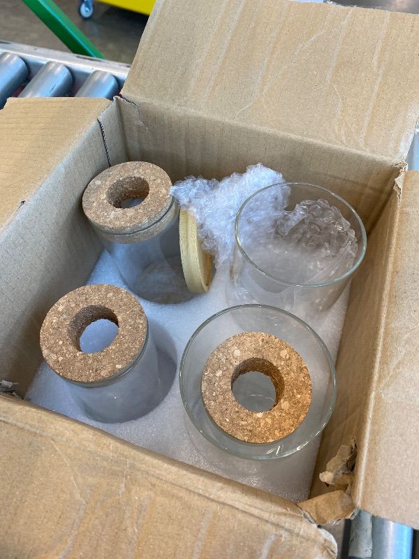 Photo 1 of **MISSING PARTS**
8 Pcs Plant Terrarium Desktop Glass Planter Plant Propagation Tabletop Propagation Vase Containers with Cork and Wooden Saucer for Growing Hydroponic Plants Garden Home Office Decor-