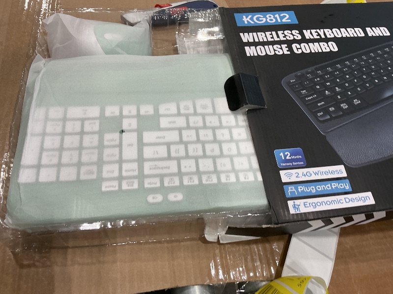 Photo 1 of **MISSING PARTS - See Clerk Notes**
Wireless Keyboard and Mouse Combo, Wave Keys Full-Sized Ergonomic Keyboard with Cushioned Plam Rest, Phone Holder, Comfortable Natural Typing, 2.4G Cordless Set for Computer, Laptop, PC, Mac, Windows