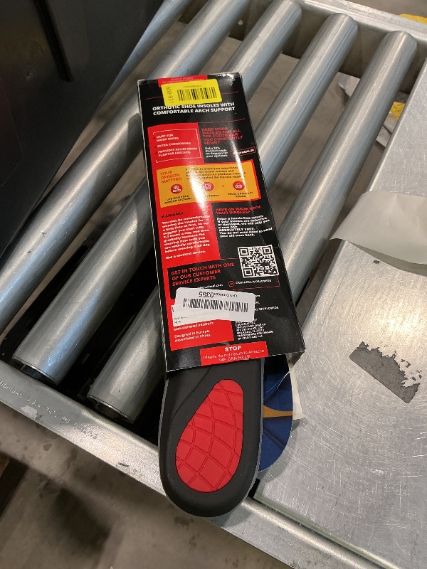 Photo 1 of (New) Work Orthotic Insoles - Anti Fatigue Medium Arch Support Shoe Insert Men Women - for Plantar Fasciitis Flat Feet Leg - Relieve Foot Pain - Work Boot Insoles Standing All Day (L, Blue Lines)