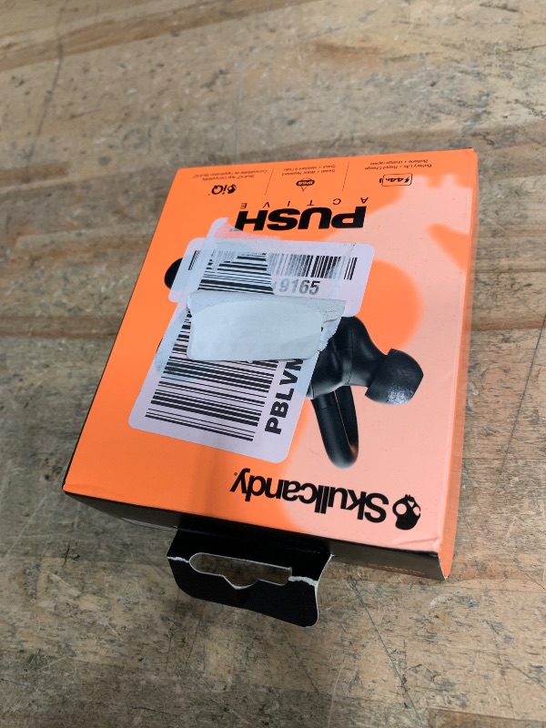 Photo 1 of **FOR PARTS ONLY/ NON-FUNCTIONAL*** Skullcandy Push Active Wireless Earbuds, Bluetooth Headphones, Noise Isolating, 44 Hrs Battery, Secure-Fit Over-Ear Hanger, Sweat and Water Resistant, Microphone for iPhone Android - True Black/Orange