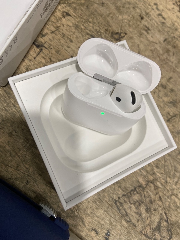 Photo 1 of ***MISSING LEFT EAR POD** Apple AirPods 4 Wireless Earbuds, Bluetooth Headphones, Personalized Spatial Audio, Sweat and Water Resistant, USB-C Charging Case, H2 Chip, Up to 30 Hours of Battery Life, Effortless Setup for iPhone