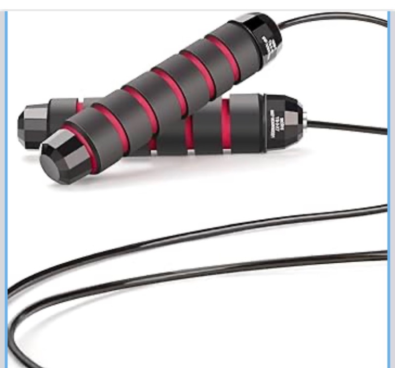 Photo 1 of 
Skipping Rope with Ball Bearings Rapid Speed Adjustable Jump Rope Cable and 6” Memory Foam Handles Ideal for Aerobic Exercise Like Speed Training, Extreme Jumping, Endurance Training and Gym