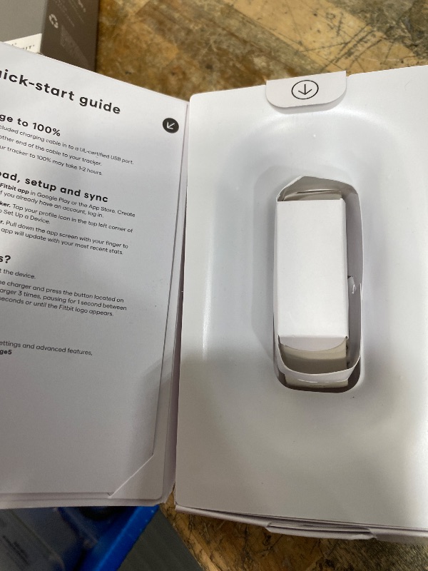 Photo 1 of **ITEM FACTORY SEALED** Fitbit Charge 5 Advanced Health & Fitness Tracker with Built-in GPS, Stress Management Tools, Sleep Tracking, 24/7 Heart Rate and More, Lunar White/Soft Gold, One Size (S &L Bands Included)