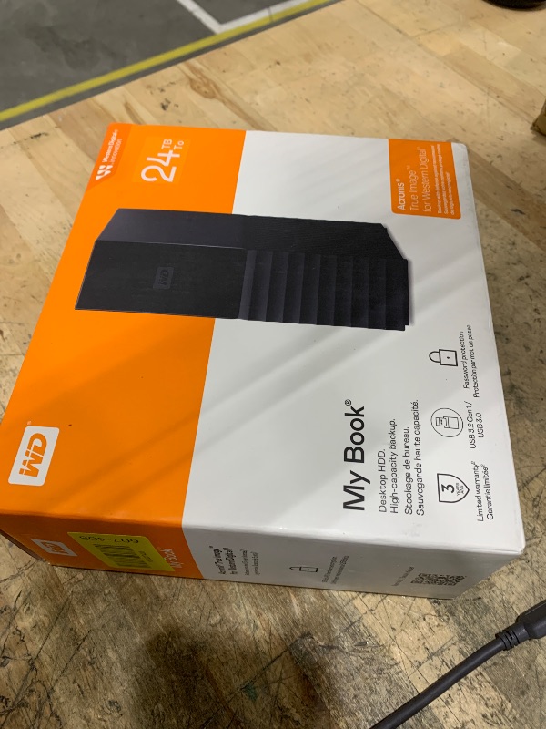 Photo 1 of **ITEM FACTORY SEALED** WD 24TB My Book Desktop External Hard Drive, with Password Protection and Backup Software, USB 3.2 Gen1, exFAT - WDBBGB0240HBK-NESN