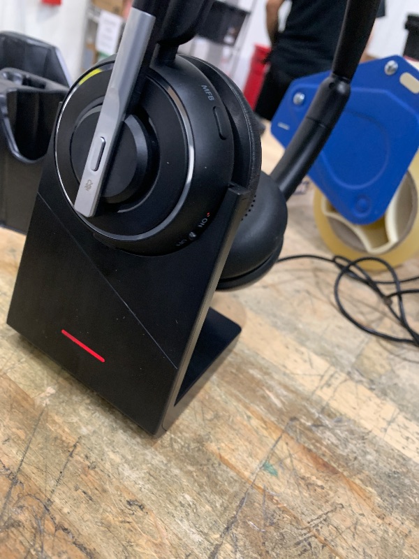 Photo 1 of (2025 Upgraded) Wireless Headset with Mic for Work, Bluetooth Headset with Noise Canceling Microphone with Dongle, Charging Base & Mic Mute, Wireless Headphones for Work from Home/PC/Computer