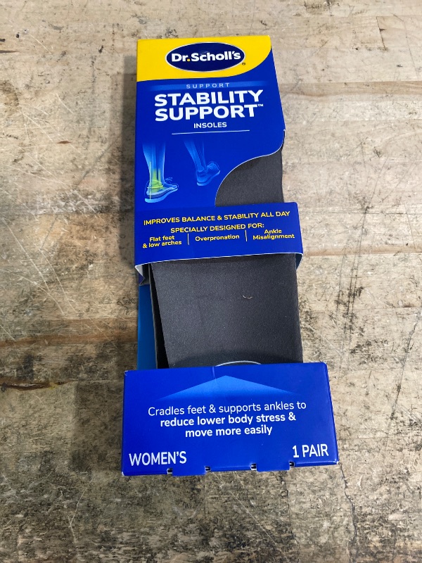Photo 1 of ?Dr. Scholl's Stability Support Insoles, Flat Feet & Overpronation Low Arch Support, Improves Balance & Stability, Motion Control, Trim Inserts to Fit Shoes, Women's Size 6-10