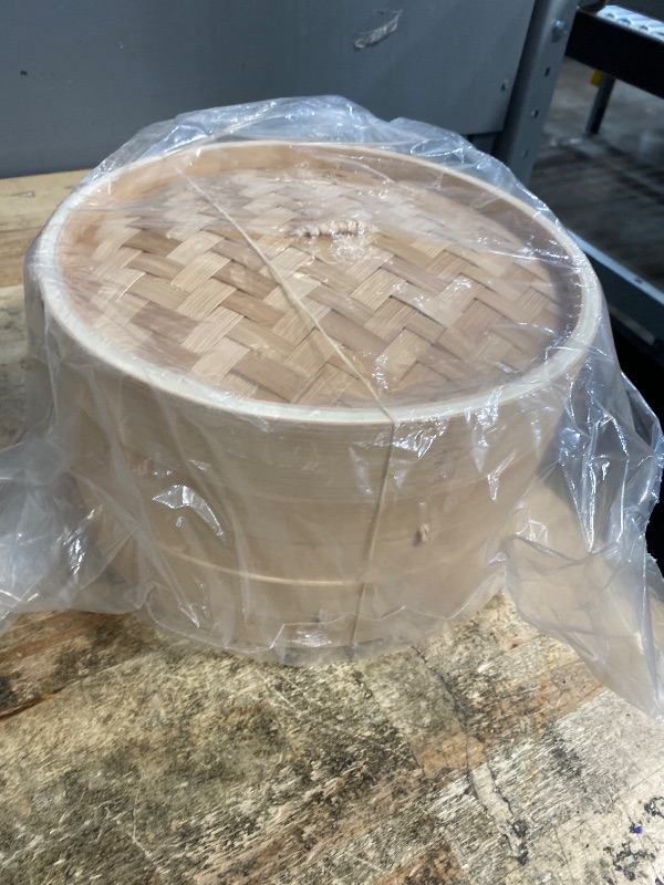 Photo 1 of *MISSING LINERS* Prime Home Direct Bamboo Steamer Basket 10-Inch | 2-Tier Steamer for Cooking | 50 Liners, Chopsticks, Sauce Dish | Steaming Asian Food, Bao Buns, Chinese, Dim Sum, Dumpling, Rice, Vegetable Steam Pot