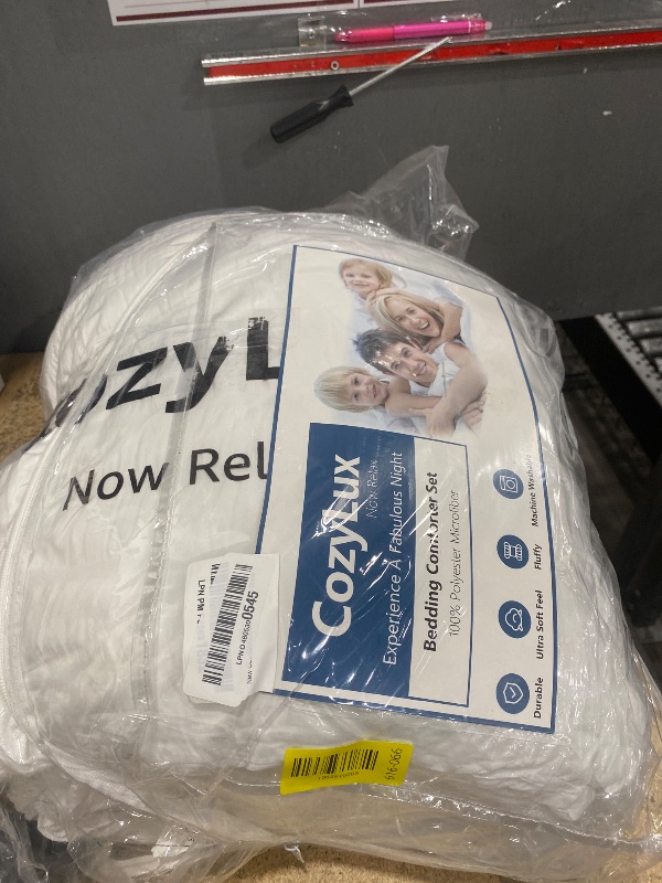 Photo 1 of *****LITTLE DIRTY*****CozyLux King Size Comforter Set White Seersucker 7 Pieces Bed in a Bag King Comforter Set with Sheets, Luxury Soft Bedding Set with Down Alternative Comforter, Sheets, Pillowcases & Shams All Seasons