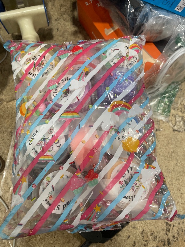 Photo 1 of 10 Pack Cloud Slime Kit with Blue Cake Fruits Animals, and Pink Games Charms, Scented Valentine Day Butter Slime Supplies for Girls and Boys, Stress Relief Toy for Kids, Education Birthday Party Favor