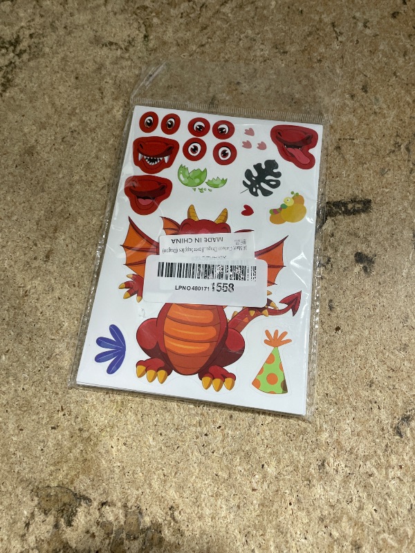 Photo 1 of 16 Sheet Cartoon Dragon Stickers Make Your Own Dragon Sticker for Teens, DIY Make-a-face Sticker Teens Adult Dragons Birthday Party Decorations,Dragons Craft Birthday Party Favor Supplies (Dragon)