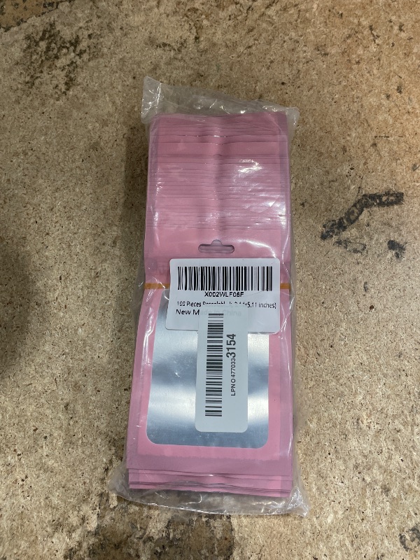 Photo 1 of 100 Pieces Pink Resealable Mylar Bags with Zipper and Frosted Clear Window Smell Proof Packaging Bags Foil Pouch Zip Bag for Food Self Sealing Storage Supplies 3.14x5.11 inches
