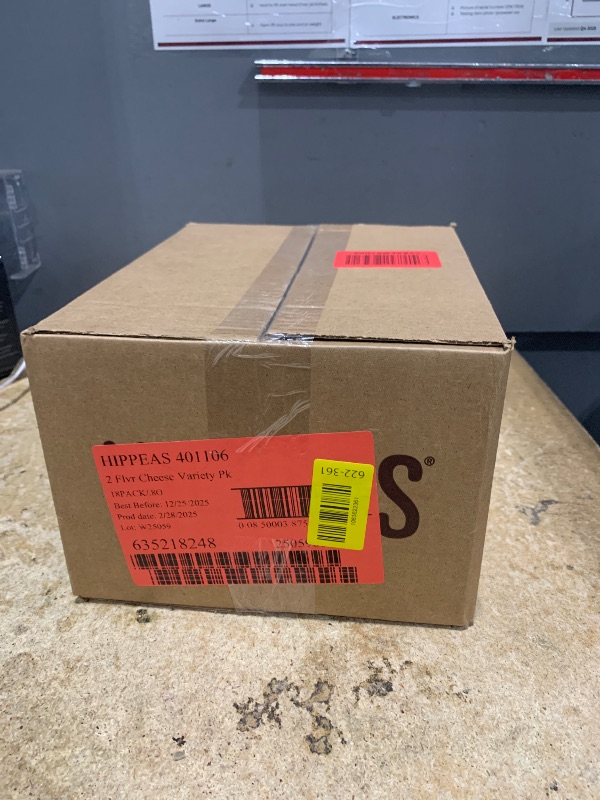 Photo 1 of *12/25/2025* Hippeas Chickpea Puffs, Cheeze Variety Pack: Vegan White Cheddar, Nacho Vibes, 0.8 Ounce (Pack of 18), 3g Protein, 2g Fiber, Vegan, Gluten-Free, Crunchy, Plant Protein Snacks