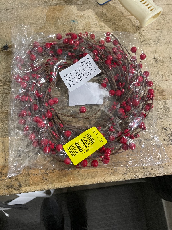 Photo 1 of 12 Inches Berry Wreath Pip Berries Wreath Winter Artificial Twig Wreaths for Festival Celebration Home Farmhouse Front Door Wall Window Home Office Decor Housewarming Gift (Red)