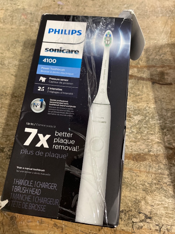 Photo 1 of *MISSING CHARGING BASE* Philips Sonicare 4100 Series Electric Toothbrush - Sonic Toothbrush with Advanced Sonic Technology, Pressure Sensor, Two Intensity Settings, Smartimer & Quadpacer, White, Model HX3681/23