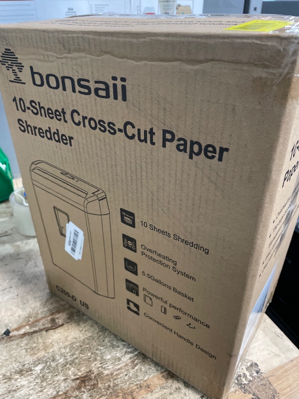Photo 1 of ***PARTS ONLY*** ***NONFUNCTIONAL*** Bonsaii 10-Sheet Cross Cut Paper Shredder, 5.5 Gal Home Office Heavy Duty Shredder for Credit Card, Staple, Clip with Transparent Window(C209-D)