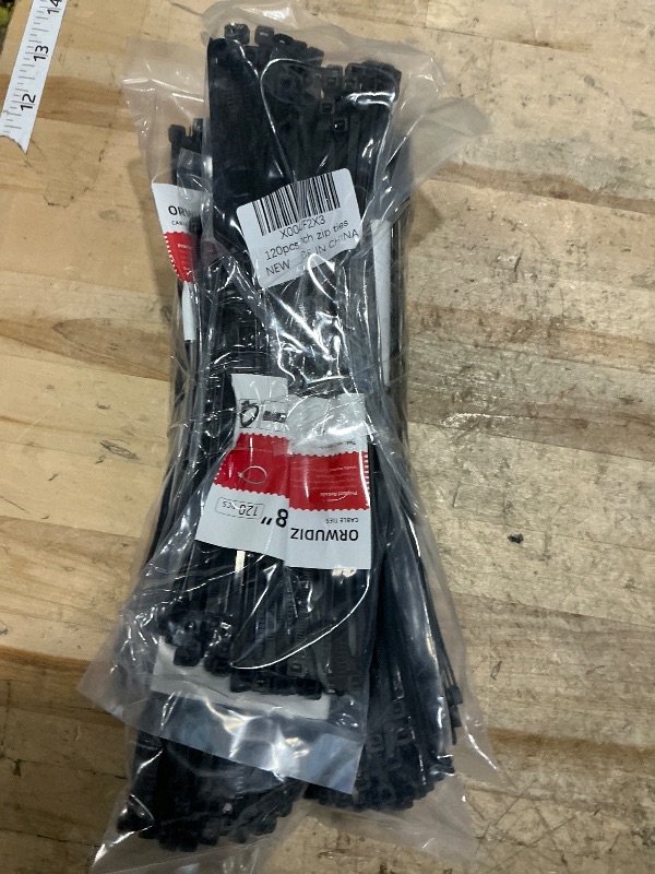 Photo 1 of  5 120 Pcs 8 Inch Cable Zip Tie, ORWUDIZ Multifunctional Tie, Nylon 66 Material, Tensile Strength 50 Lbs, Black, Cable Binding Classification, Suitable for Industrial, Outdoor, Home, Office Use
