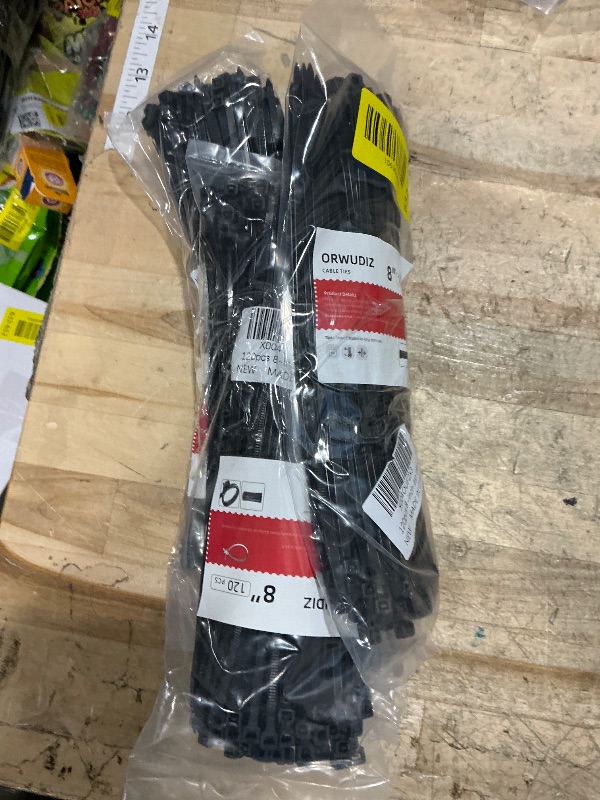 Photo 1 of  5 120 Pcs 8 Inch Cable Zip Tie, ORWUDIZ Multifunctional Tie, Nylon 66 Material, Tensile Strength 50 Lbs, Black, Cable Binding Classification, Suitable for Industrial, Outdoor, Home, Office Use