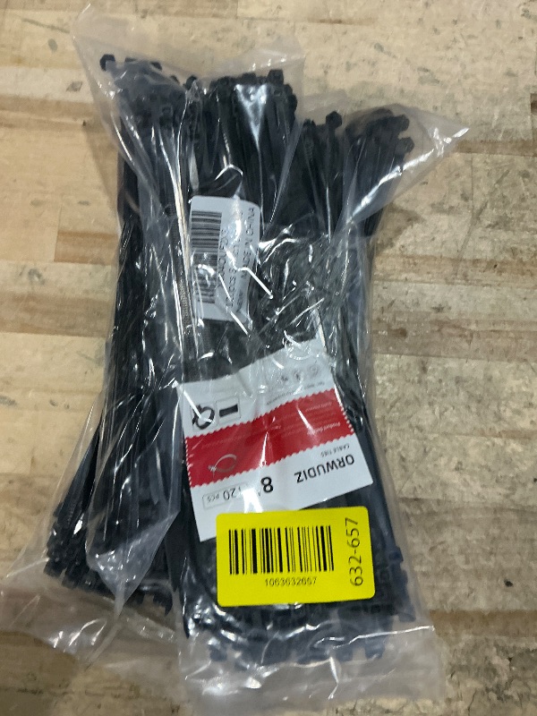 Photo 1 of  5 120 Pcs 8 Inch Cable Zip Tie, ORWUDIZ Multifunctional Tie, Nylon 66 Material, Tensile Strength 50 Lbs, Black, Cable Binding Classification, Suitable for Industrial, Outdoor, Home, Office Use
