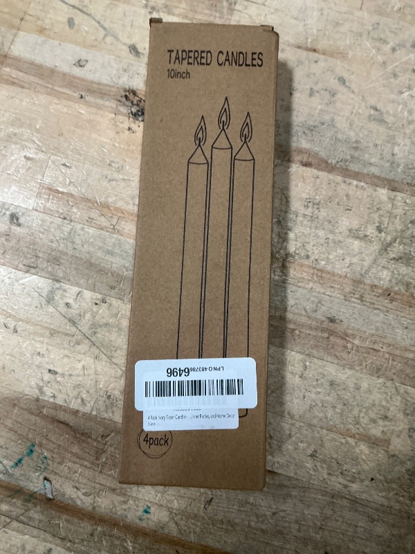 Photo 1 of 1  Ivory Taper Candles - Taper Candles 10 Inch Dripless, Smokeless & Unscented - 8 Hours Long Burning - Hand Poured Tall Candlesticks - Ideal for Weddings, Dinner Parties, and Home Decor