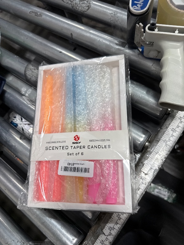 Photo 1 of 10 Inch Taper Candles Rose Scented Candle Sticks Handmade Set of 6 Long Candle Smokeless Tapered Candles for Wedding Party Home Decoration(Hot Pink)