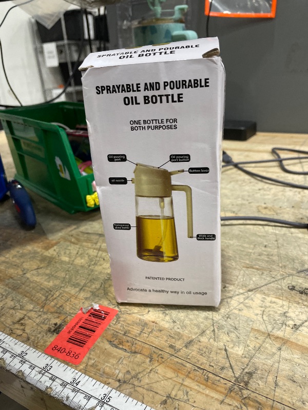 Photo 1 of 2 in 1 Glass Oil Sprayer & Dispenser,16oz/470ml Olive Cooking, Air Fryer, and Salad, for Kitchen Gadgets and Air Fryer Accessories, w/Stickers (Black)