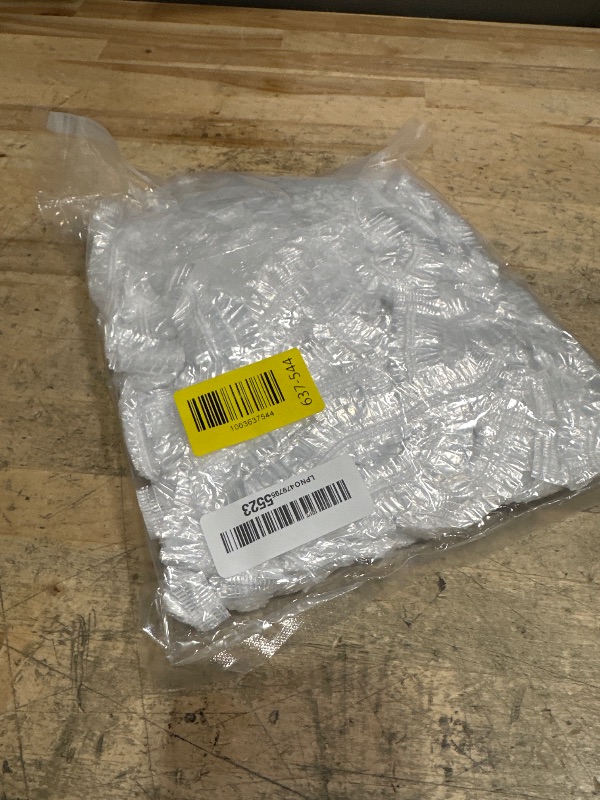 Photo 1 of 100PCS Larger Shower Caps Disposable, Thicker Waterproof Plastic Elastic Hair Bath Caps, Plastic Hair Caps for Women, Spa, Home Use, Hotel and Hair Salon, Portable Travel